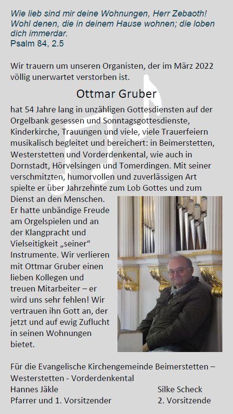 Nachruf Ottmar Gruber