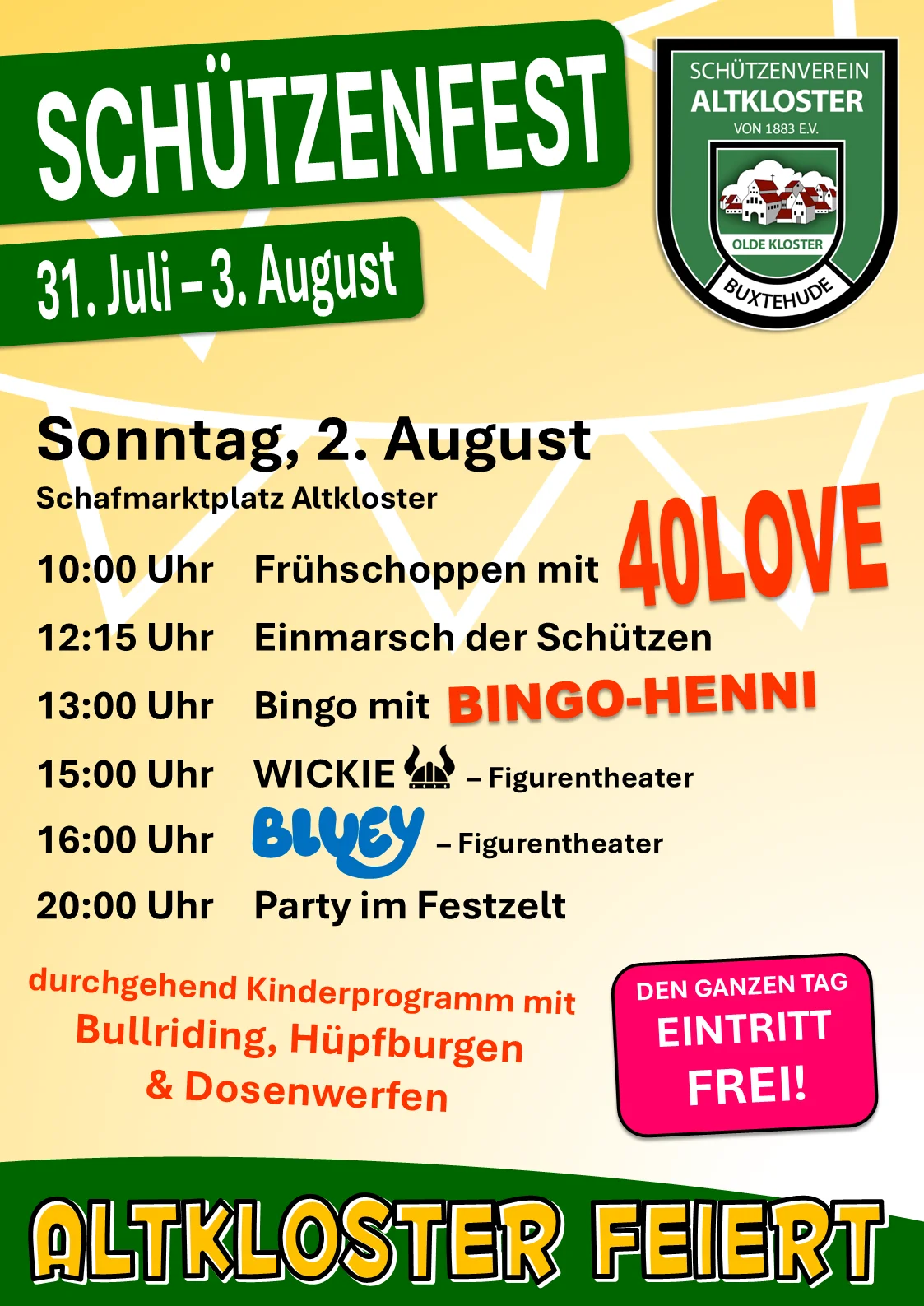 Plakat Schützenfest 2026 - Sonntag