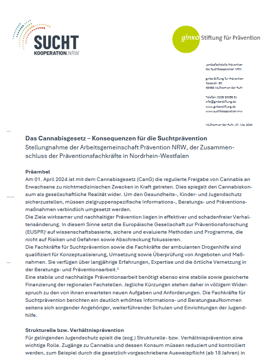 Das Cannabisgesetz – Konsequenzen für die Suchtprävention