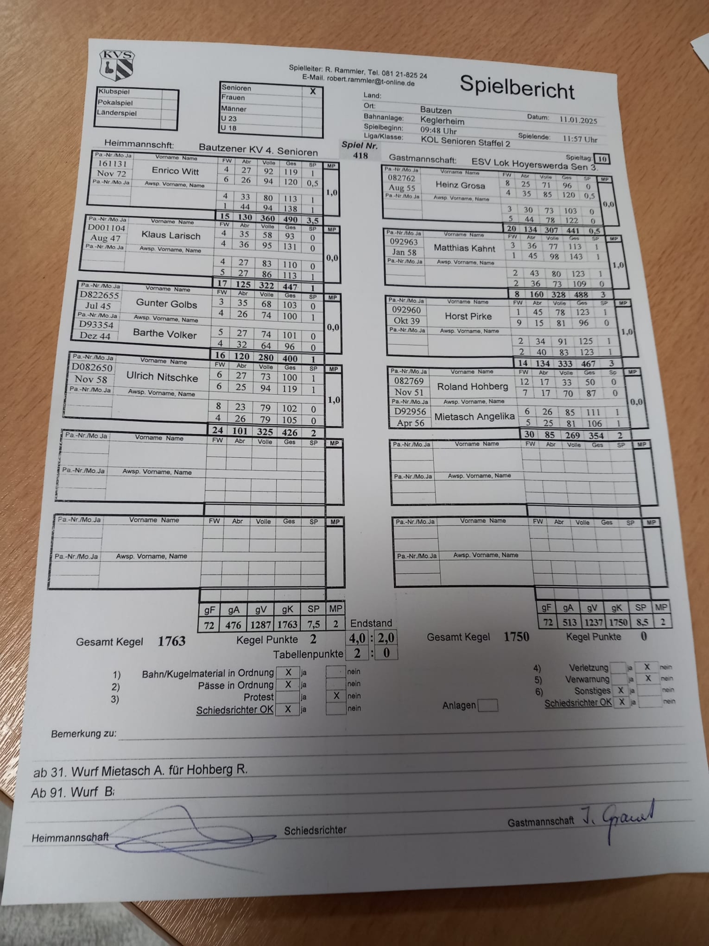 Spielbericht