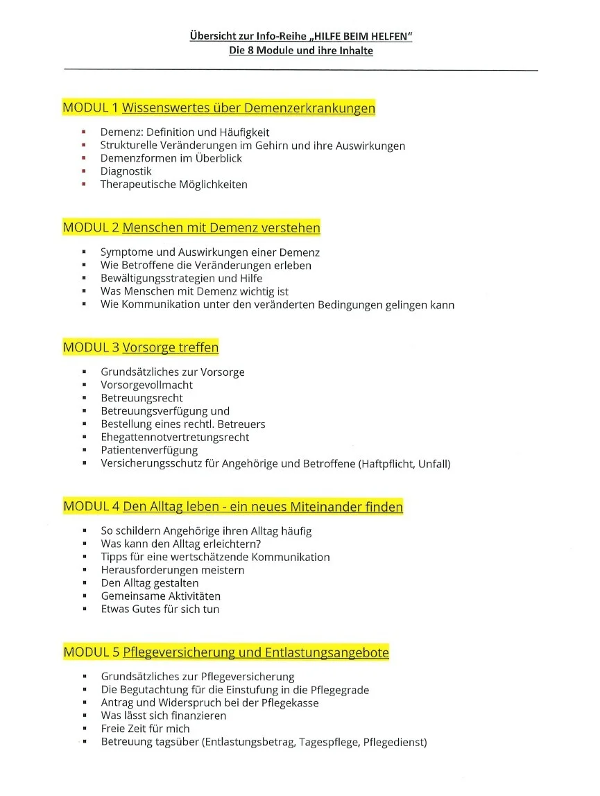 Angehörigen Information Module S. 1