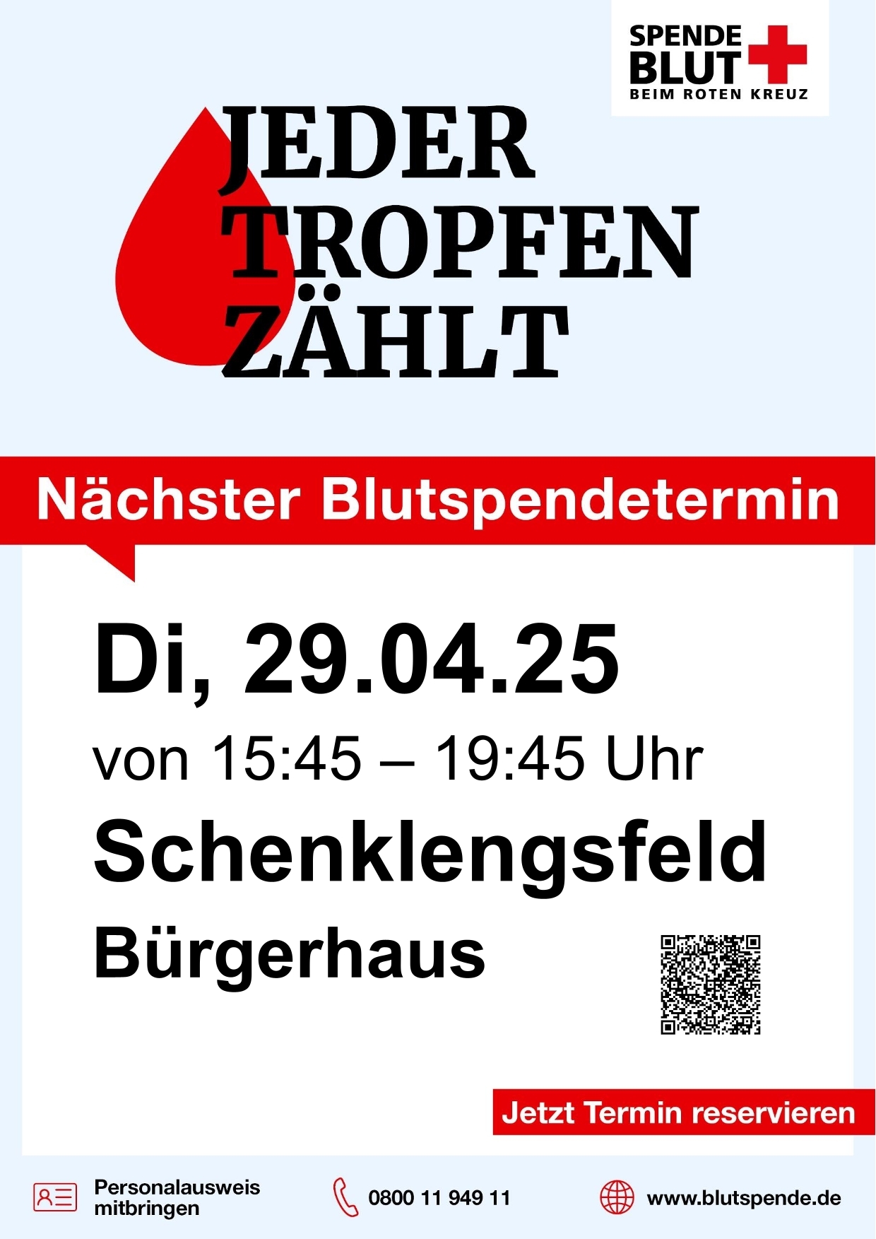 Blutspende in Schenklengsfeld am 29.04.2025