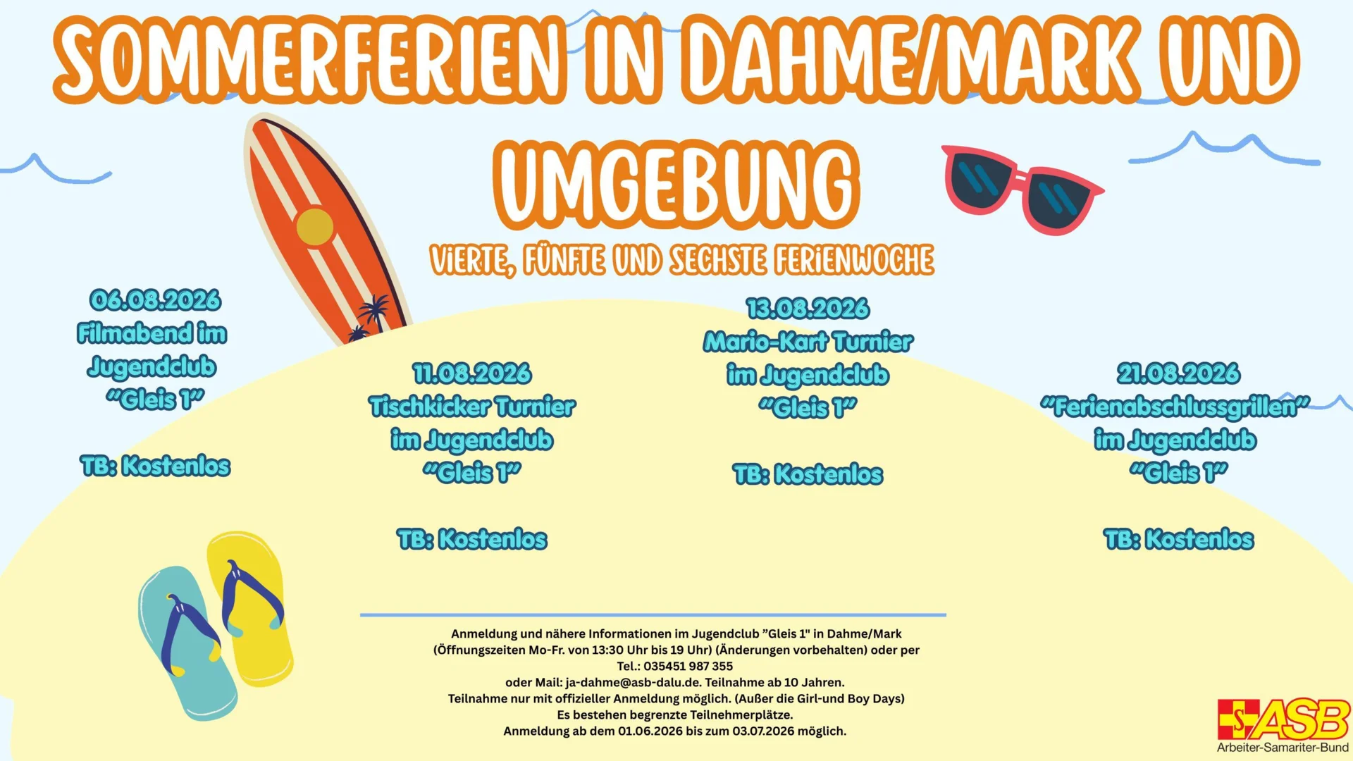 Sommerferienangebote vierte, fünfte und sechste Woche