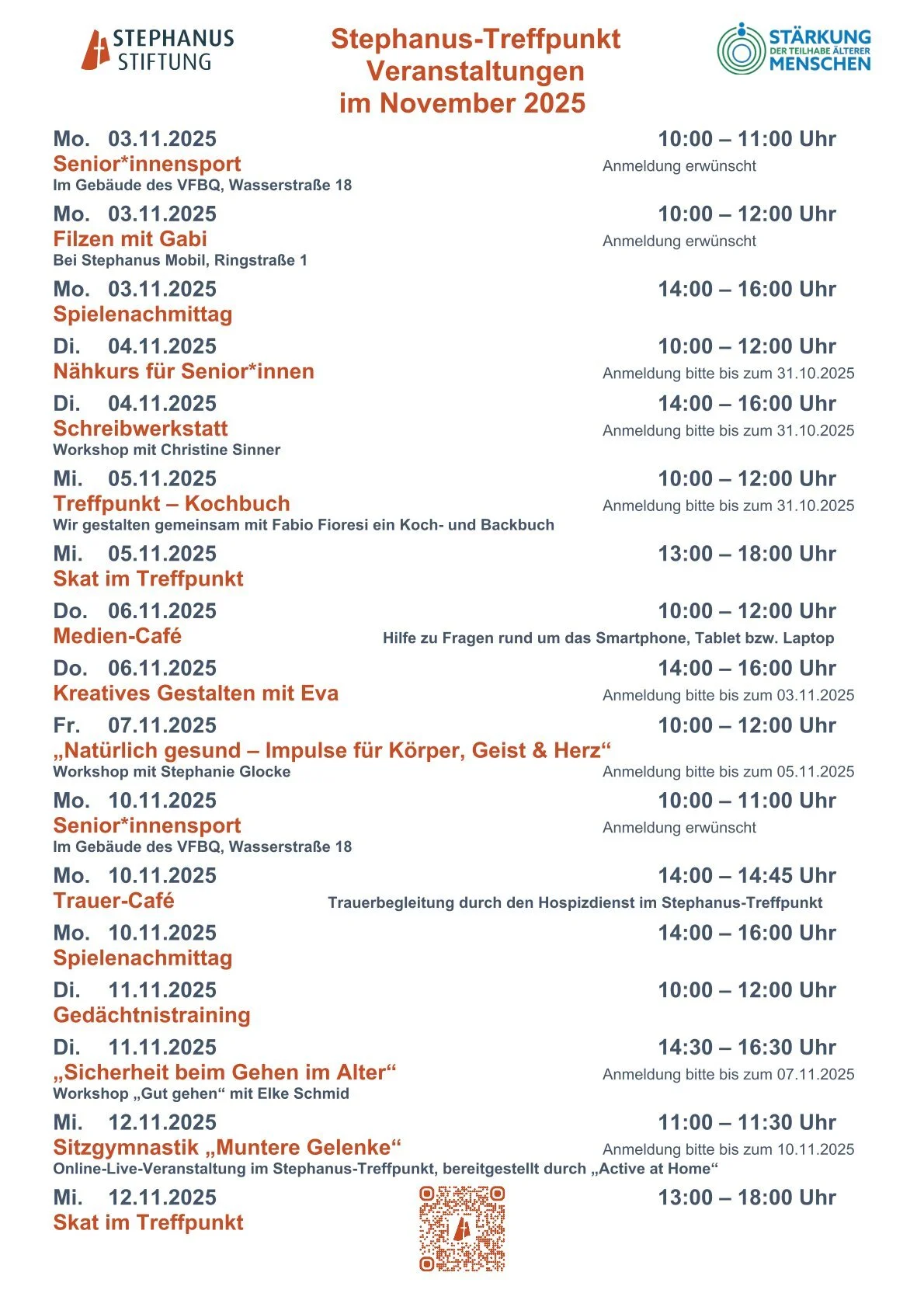 Stephanus- Treffpunkt Veranstaltungen November 2025 /1