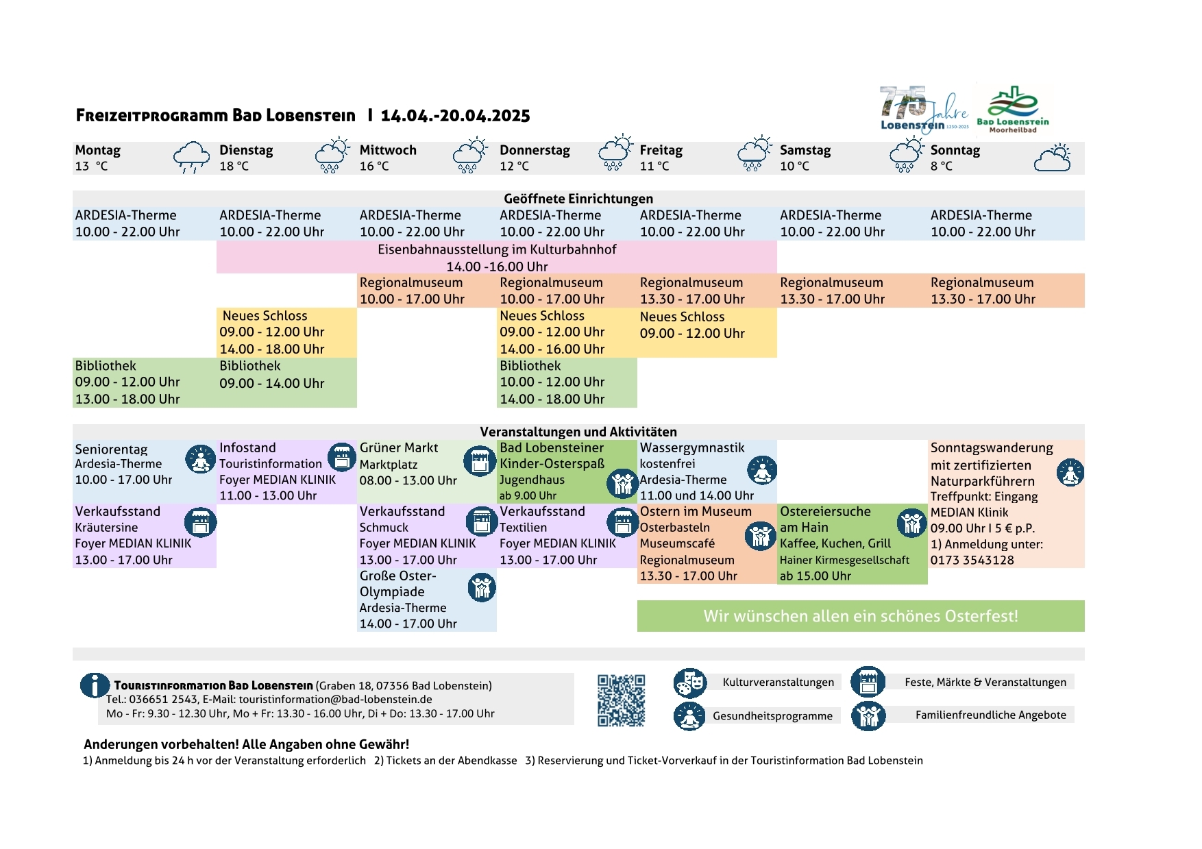 KW16_ Freizeitprogramm Bad Lobenstein 14.04.-20.04.2025
