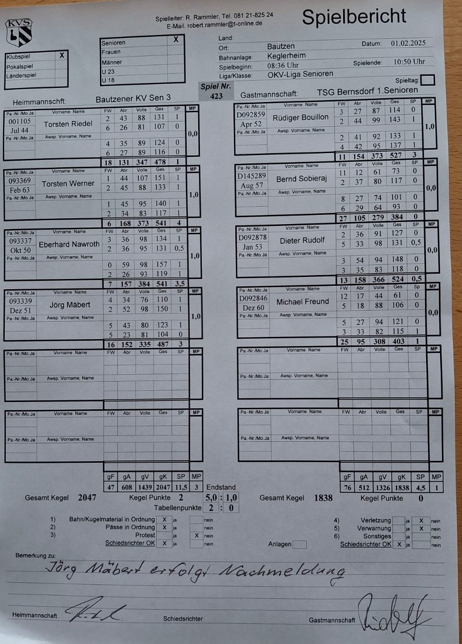 Spielbericht