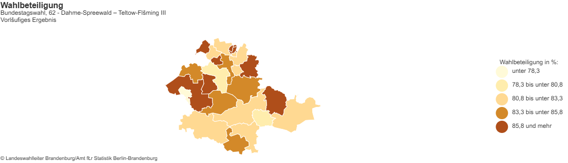 Wahlbeteiligung Bundestagswahl 2025, Wahlkreis 62. Quelle: Landeswahlleiter