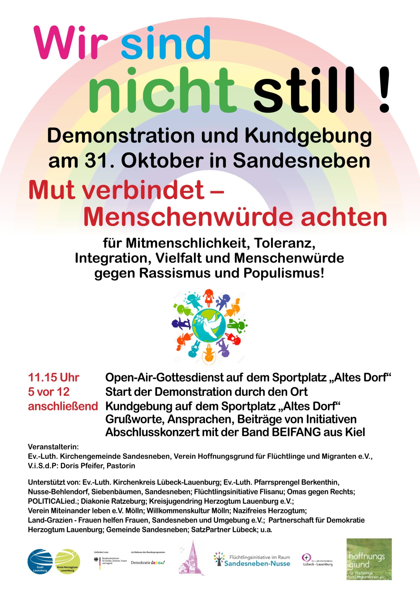 „Wir sind nicht still !“ - Demonstration und Kundgebung am Reformationstag - 31. Oktober 2023 - in Sandesneben