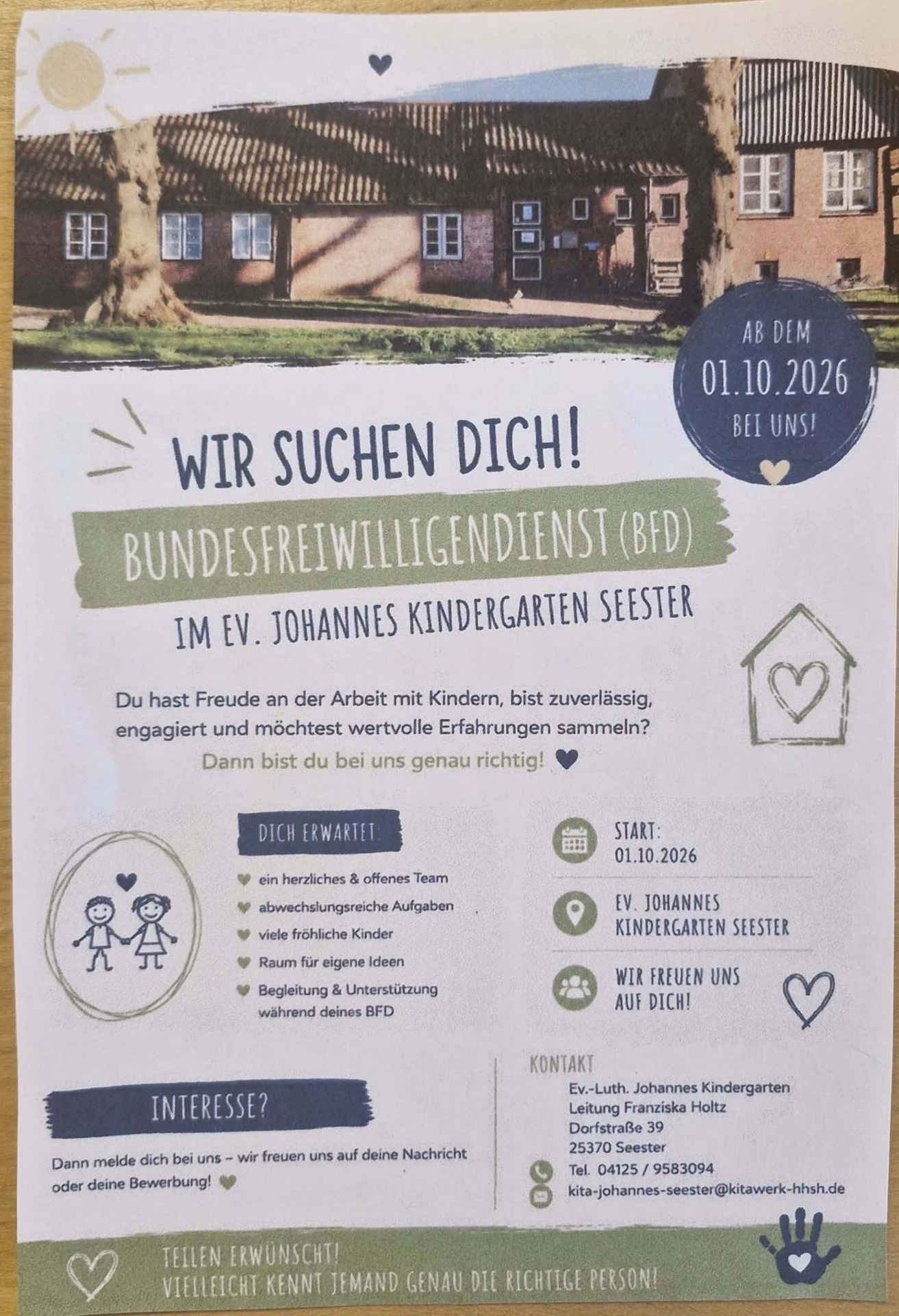 Bundesfreiwilligendienst KiTa Seester