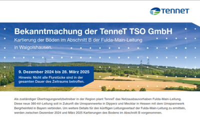 Bekanntmachung der TenneT TSO GmbH (Bild vergrößern)