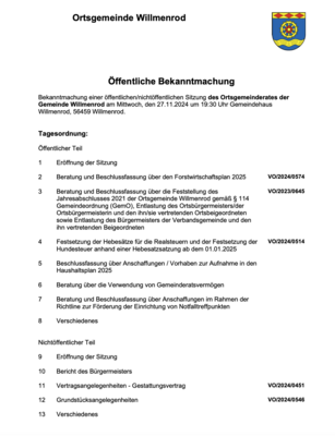 Meldung: Öffentliche Bekanntmachung
