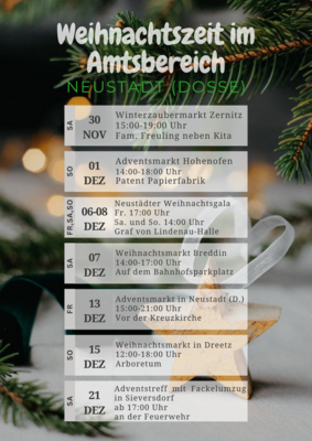 Flyer Übersicht Weihnachtsmärkte Amtsbereich