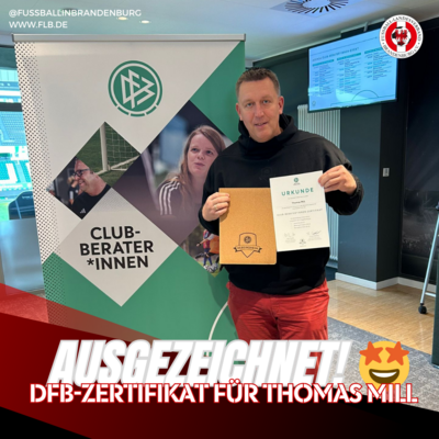 Auszeichnung für einen Profi: Thomas Mill ist DFB-Clubberater! (Bild vergrößern)