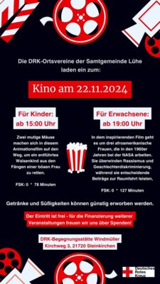 DRK-Ortsvereine der Samtgemeinde Lühe laden ein: Kino am 22.11.2024 (Bild vergr&ouml;&szlig;ern)