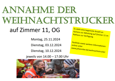 Annahme der Johanniter "Weihnachtstrucker" beim Markt Wallersdorf