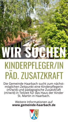 Kinderpfleger/in und päd. Zusatzkraft gesucht! (m/w/d)
