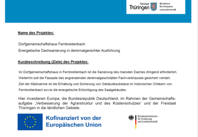 Förderhinweis Dorfgemeinschaftshaus Fernbreitenbach