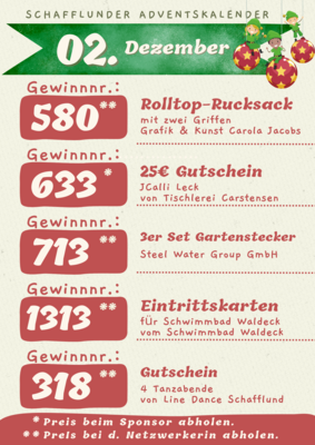 Adventskalender - Gewinner 02.12.2024