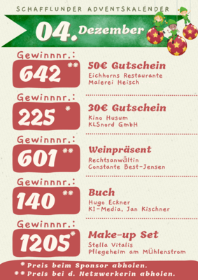 Adventskalender - Gewinner 04.12.2024