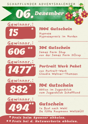 Adventskalender - Gewinner 06.12.2024