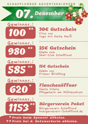 Adventskalender - Gewinner 07.12.2024