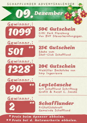 Adventskalender - Gewinner 09.12.2024