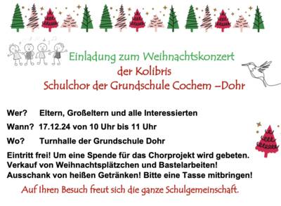 Weihnachtskonzert der Dohrer Grundschule am 17. Dezember