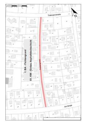 Lageplan mit Kennzeichnung des Straßenabschnittes