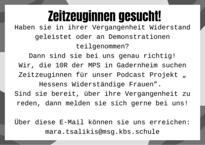 Zeitzeuginnen für Podcast-Projekt gesucht. (Bild vergrößern)