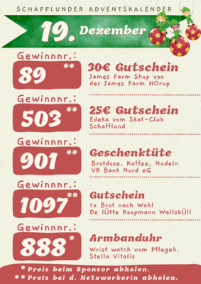 Adventskalender - Gewinner 19.12.2024