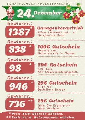 Adventskalender - Gewinner 24.12.2024