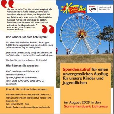 Meldung: Spendenaufruf für einen unvergesslichen Ausflug für unsere Kinder und Jugendlichen