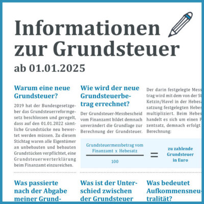 Ab 01.01.2025 - Informationen zur Grundsteuer