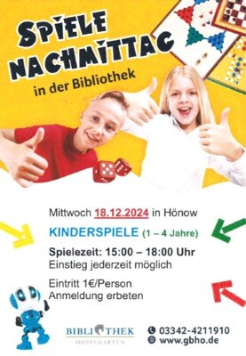 Meldung: Spielenachmittag - Kinderspiele 1-4 Jahre