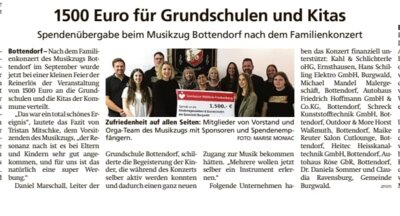 Spendenübergabe beim Musikzug Bottendorf