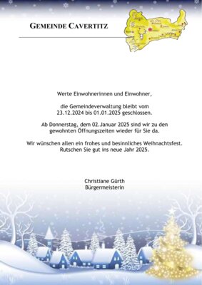 Öffnungszeiten zum Jahreswechsel (Bild vergr&ouml;&szlig;ern)
