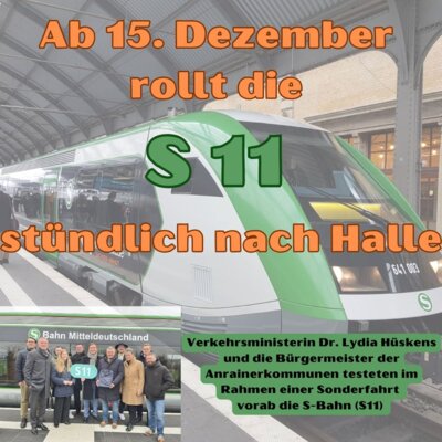 Ab 15. Dezember rollt die S 11 stündlich nach Halle