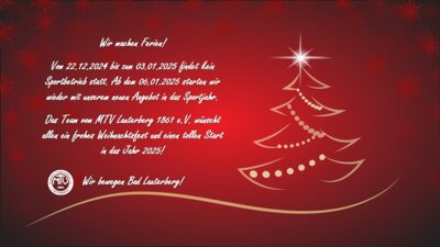 Wir machen Ferien - Kein Sportbetrieb vom 22.12.2024 bis zum 03.01.2025 (Bild vergr&ouml;&szlig;ern)
