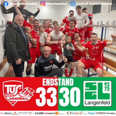 Meldung: 1.Männer : SG Langenfeld II - 33:30 [Spielbericht]