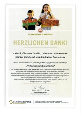 Foto zur Meldung: Weihnachten im Schuhkarton