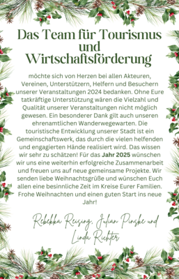 Meldung: Das Team für Tourismus und Wirtschaftsförderung sagt DANKE!