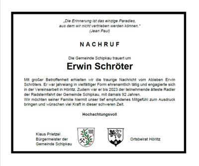 Die Gemeinde Schipkau trauert
