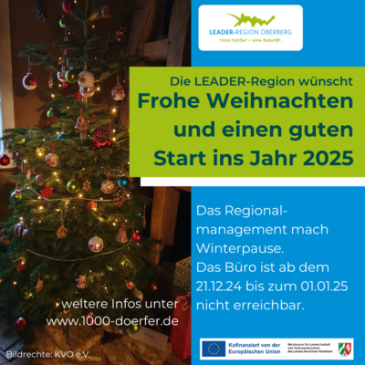 Meldung: Winterpause LEADER-Büro