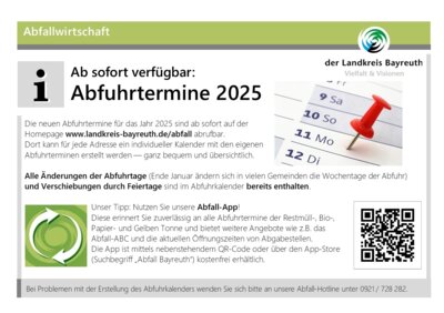 Abfallwirtschaft - Ab sofort verfügbar: Abfuhrtermine 2025 (Bild vergrößern)
