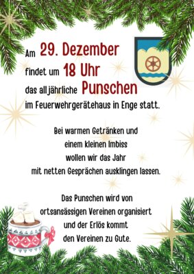 Einladung zum Punschen am Sonntag, 29. Dezember, 18 Uhr