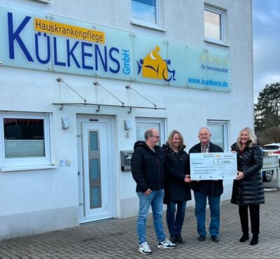 Foto zur Meldung: Külkens Hauskrankenpflege unterstützt Schutzengel für Kinder e.V. mit 1.000 Euro Spende