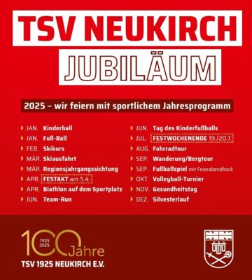 Aktuelle Aktionen des TSV 1925 Neukirch e.V. im Jubiläumsjahr 2025 (Bild vergrößern)