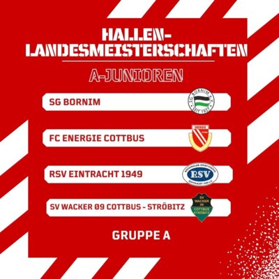Hallenlandesmeisterschaften A-Junioren, Gruppe A, SG Bornim, FC Energie Cottbus, RSV Eintracht 1949, Sv Wacker 09 Cottbus-Ströbitz