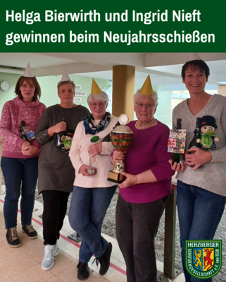 Helga Bierwirth und Ingrid Nieft gewinnen beim Neujahrsschießen der Herzberger Schützenschwestern (Bild vergrößern)