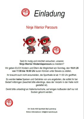 Ninja Warrior Parcours am 19.01.2025 von 11:00 Uhr bis 16:00 Uhr (Bild vergrößern)